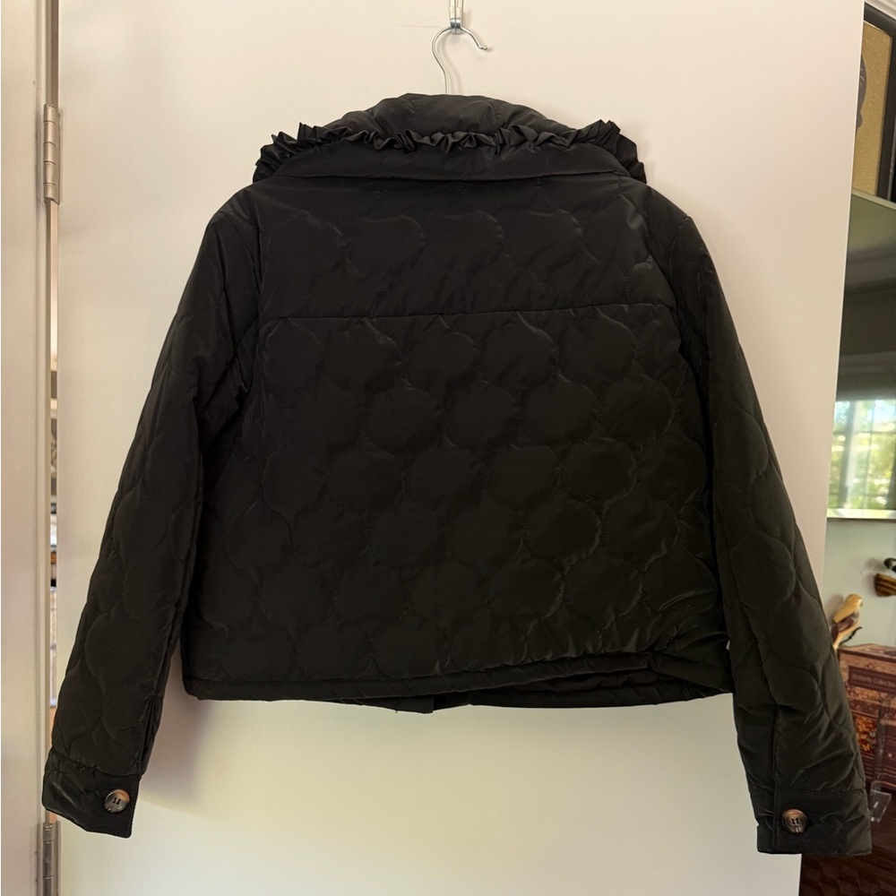Black Ruffled Puffer Jacket - Picture 2 of 3